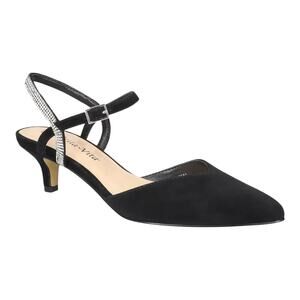 Bella Vita Women's Katriana Suede Embellished Slingback Pumps Black Size 10